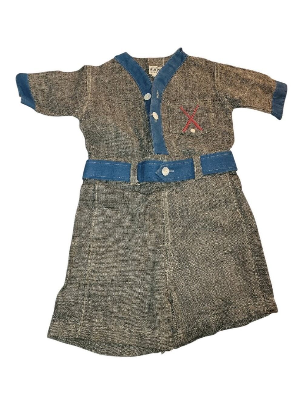 Rare 20s 30s Vintage Slipova Linen Baby Kids Shorts Romper Playsuit